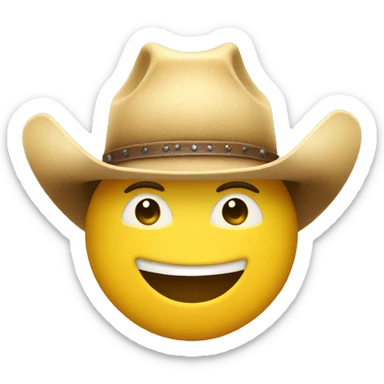 Cowboy hat, wink, yellow face sticker