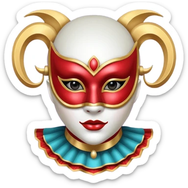 circus masked performer portrait, head and shoulders only, elegant carnival mask, dramatic costume collar, mysterious expression, 3D cartoon, mobile game icon style, clean background, no text, no watermark sticker