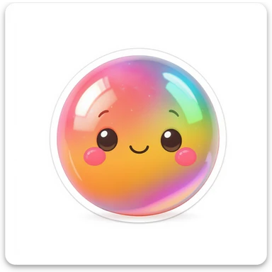 cute and shiny object with a gradient effect, no background sticker