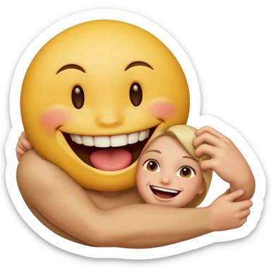 smiley face biting another person’s arm  sticker