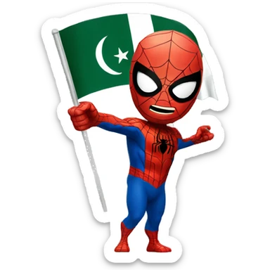 Spider-man waving Pakistan flag in hand sticker