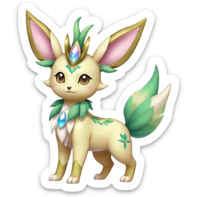 Shiny Cool Sparkly Cute Ethereal Leafeon-Sylveon-Fakemon-hybrid-fusion- full body sticker