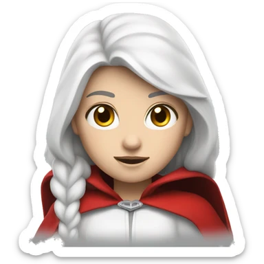 The white girl with white hair in the red cape and red hood. sticker