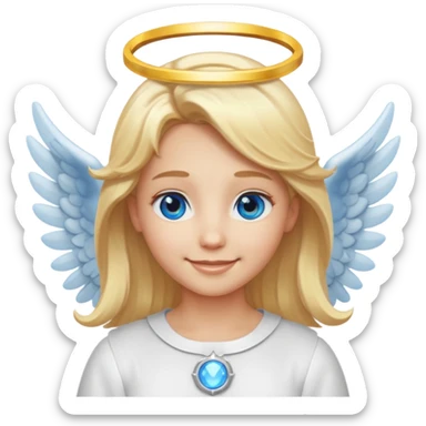 angel emoji blonde hair, blue eyes and smiling sticker