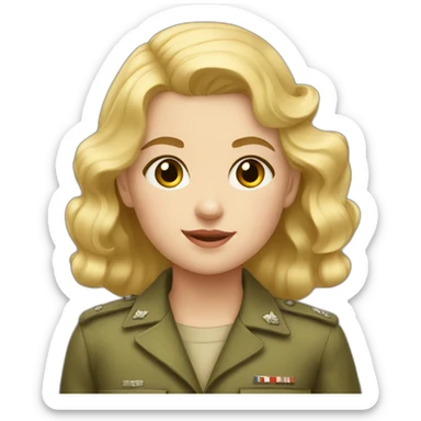 blonde hair young girl WWII sticker