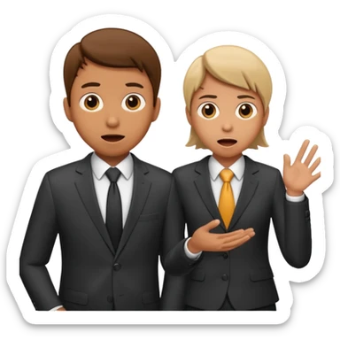 create a realistic emoji of a working person switching with another person. sticker