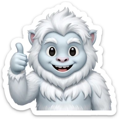 yeti thumbs up, smiling, winking sticker