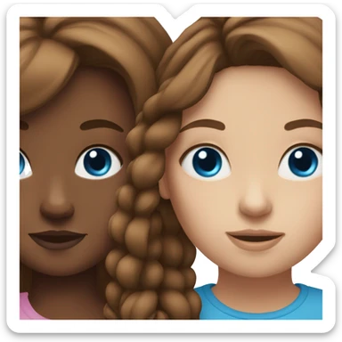 twin sisters with blue eyes and brown hair sticker