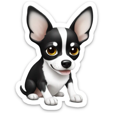 a black and white chihuahua who’s drinking a chamomile  sticker