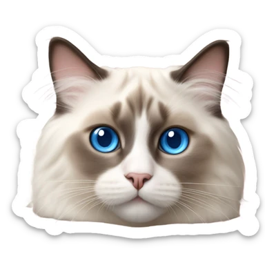 Realistic ragdoll cat with blue eyes laying on pink pillow sticker
