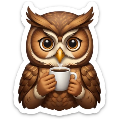 kahve içen baykuş sticker