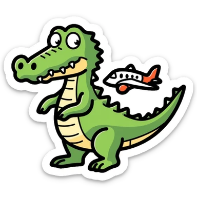 crocodile with airplane body sticker