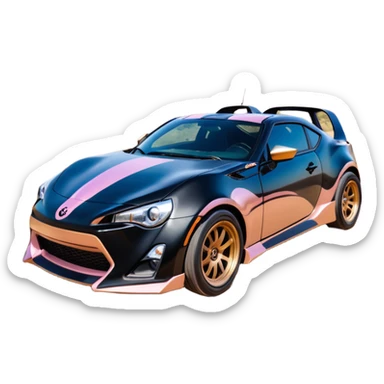 Relaxed adult 60’s Batgirl themed Satin black and rose gold painted Scion FR-S pursuit vehicle hot rod off road capable  sticker