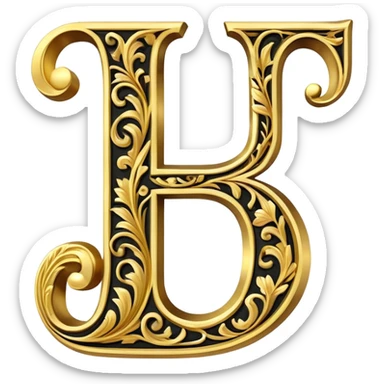 ornate decorative letter J with flourishes sticker
