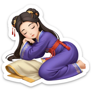 Beautiful girl in Hanfu lying on the ground sleeping sticker