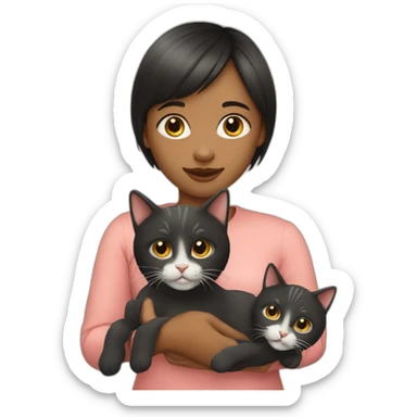 girl-with-bang-cut-holding-two-cats sticker
