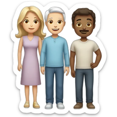 A white family with a mother a father a two boys twins and old sister sticker