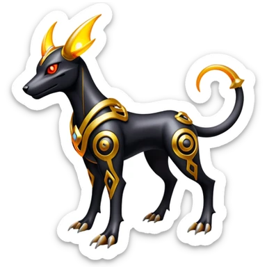 Shiny Gothic Exotic Futuristic Houndoom-Genesect-Pokémon-Fakémon-hybrid-creature sticker
