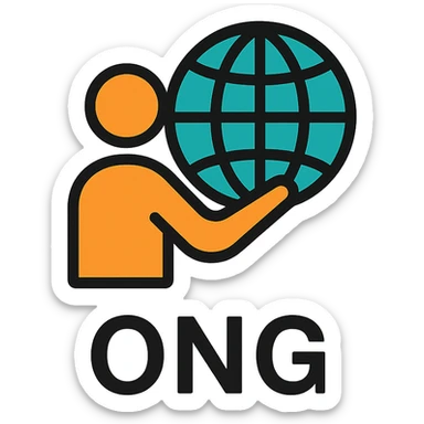 ONG logo, abstract symbol, uplifting, orange and teal color scheme, professional, vector style sticker