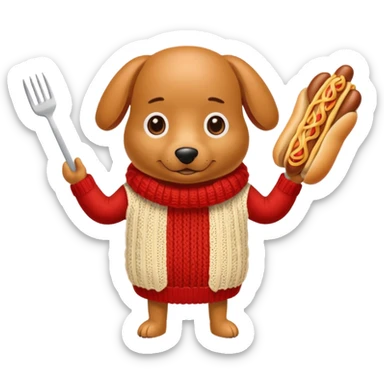 anthro hot dog, knitting a spaghetti sweater sticker