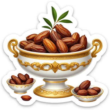 Table of food with dates in a bowl rococo style sticker
