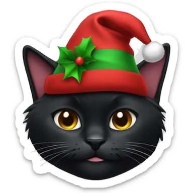black cat wearing christmashat sticker