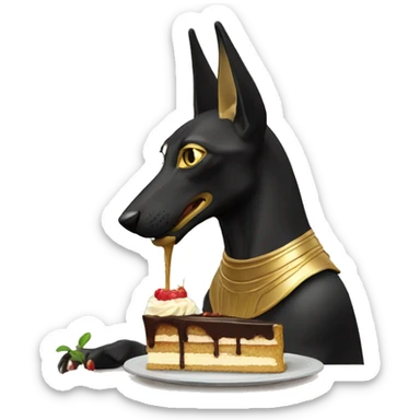 Anubis (pal) eating cake sticker