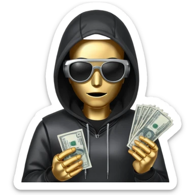 hoodie, sunglasses, money ROBOT sticker
