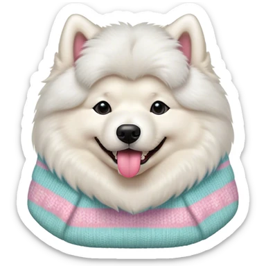 cute 
Samoyed tongue hanging out sitting 
 in a cute pastel sweater sticker