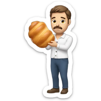 sad french man with croissant in his hands sticker