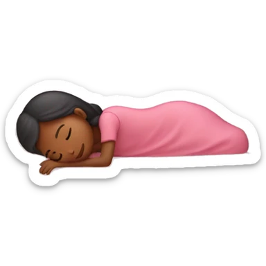 girl sleeping in a pink bed sticker