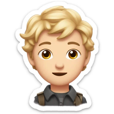 Ein Emoji , das einen Kuss in einem modernen Anime-Stil bläst. Das Emoji sollte in einer hellgrüner Farbe mit einem kleinen hellrosa Herz vor dem Kuss sein und ein Schild mit "new" hochhalten. sticker