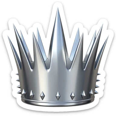 A spiked crown emoji made of silver chrome, sharp yet rounded metallic spikes, glossy reflections, aggressive luxury swag aesthetic, iOS emoji style, centered, clean white background sticker