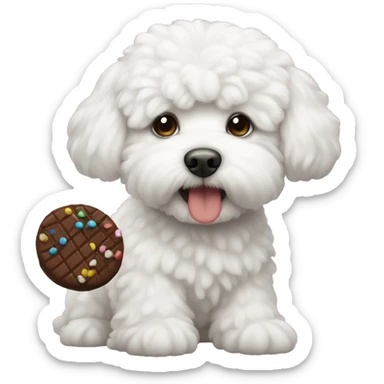 white bichon with chocolate candy  sticker