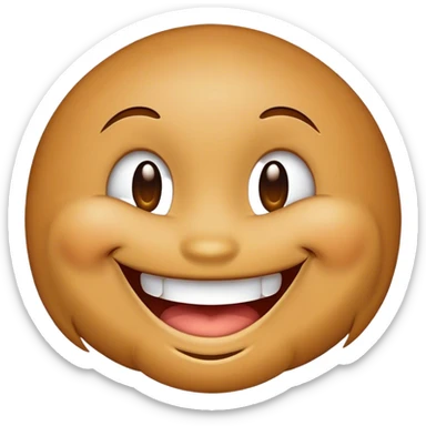 A smiley face that smiles more on one side and has a dimple on that side. sticker