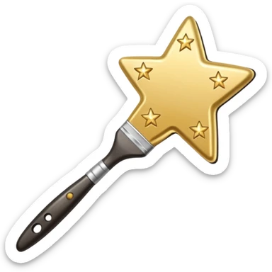 a painting brush with shiny stars sticker