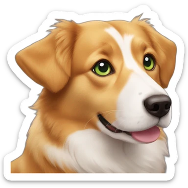 Cute Duck tolling retriever corgi mix green eyes sticker