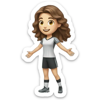 Full body caucasian girl with long Brown hair doing Cristiano Ronaldo siu celebration sticker
