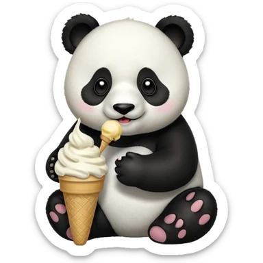 Panda eating ice cream sticker