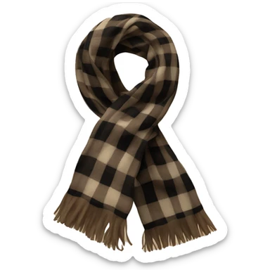 Brown black and beige plaid scarf sticker