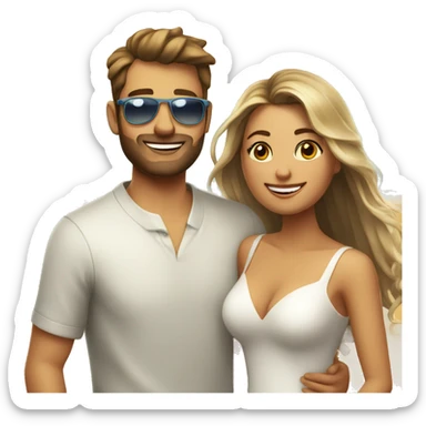 Novio y novia en playa  sticker