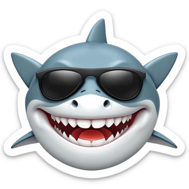 cool shark with white teeth and black sunglasses sticker