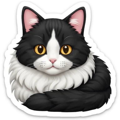 Cute black and white cat lying sticker