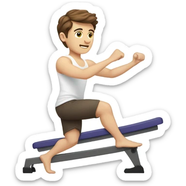 Caucasian brown hair no beard young male doing pilates sticker