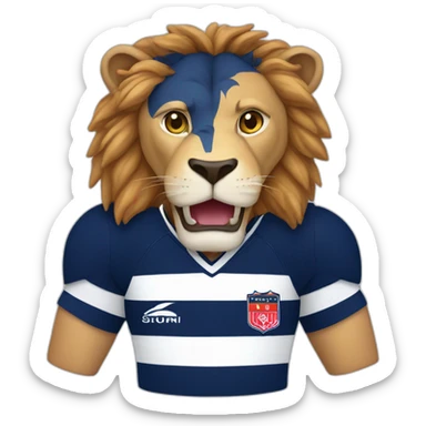 a lion in a rugby uniform red and navy sticker