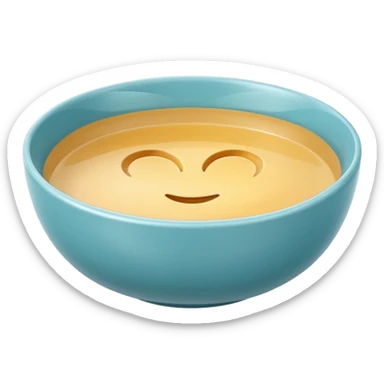 “Simple bowl emoji 🥣 in clean 3D style, smooth rounded bowl shape, light neutral bowl color, glossy plastic texture, shiny reflective surface, soft studio lighting, subtle highlights, minimal cereal/porridge inside with smooth surface, cute emoji proportions, ultra-polished 3D look,  sticker