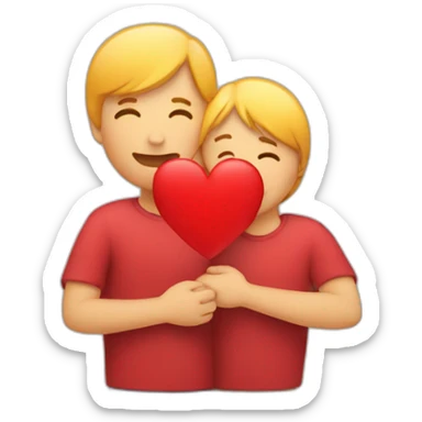 Red heart with 2 people in front who give each other a hug  sticker