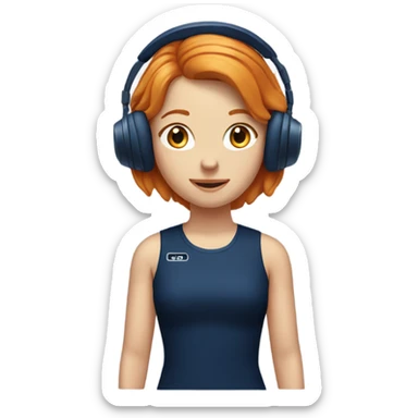 Ginger girl wearing navy blue headphones sticker