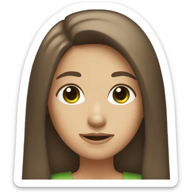 Girl with brown long straight hair and green eyes  sticker
