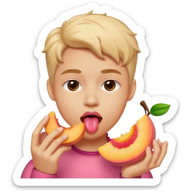 human tongue, licking a sliced peach ￼ sticker